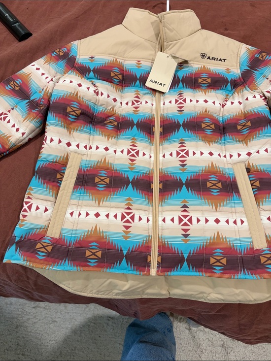 Ariat Jackets & Blazers - Ariat Tan & Turquoise Southwestern Quilted Jacket